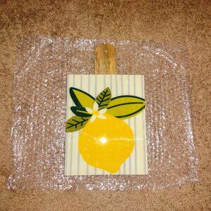 NEW Coton Colors Lemon Wood Small Rectangle Cutting Board